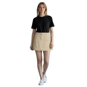 Bebe Vintage Light Tan Khaki Cotton Mini Paneled Skirt, Women's, Size 12